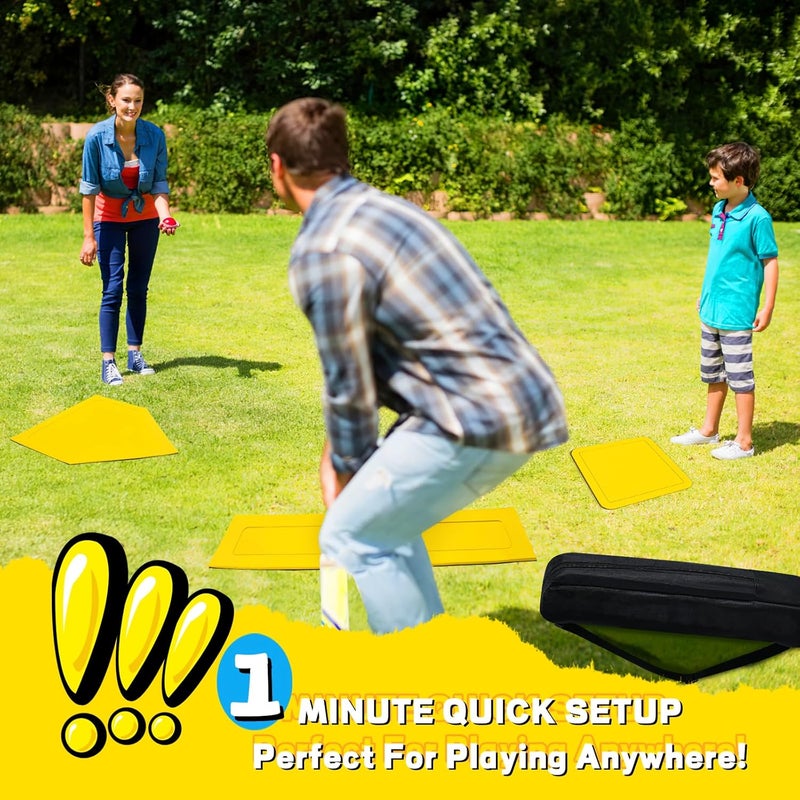 Lolyer Baseball Bases for Yard - 3 Throw Down Bases 1 Homeplate 1 Pitching Rubber with Baseball Bases Bag for Kids Practice, Rubber Bases for Kickball Baseball Play - Image 5